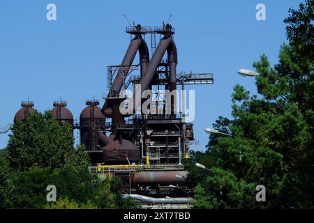 Blastöfen in Eisenhuttenstadt, 2024, wo neue Technologien Wasserstoff und direkte Reduktion die Produktion revolutionieren werden. Stockfoto