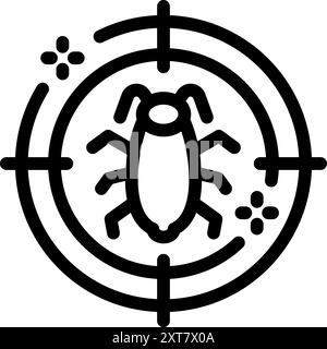 Fadenkreuz, das auf einen Bug abzielt, der das Konzept des Debugging in der Softwareentwicklung repräsentiert Stock Vektor