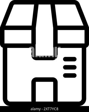 Strichgrafik-Symbol einer mit Klebeband versiegelten Pappschachtel, die versandfertig ist Stock Vektor