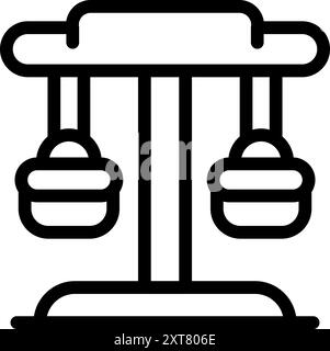 Einfaches schwarz-weißes Vektorsymbol eines Doppelschaukel-Sets, perfekt für die Darstellung von Spielgeräten im Freien Stock Vektor
