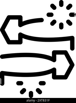 Symbol für die Datenübertragung mit Pfeilen, die Geschwindigkeit und Richtung anzeigen Stock Vektor