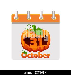 Kalender von Happy Halloween Day. 31. Oktober - Halloween-Tag. Abbildung für eine Kalenderseite oder Ihre Grußkarte Stock Vektor