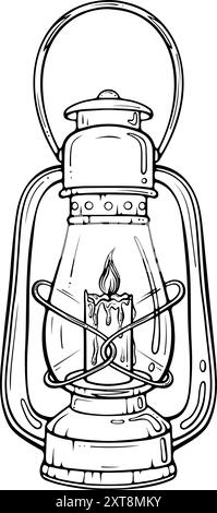Vintage lantern line art Stock Vektor