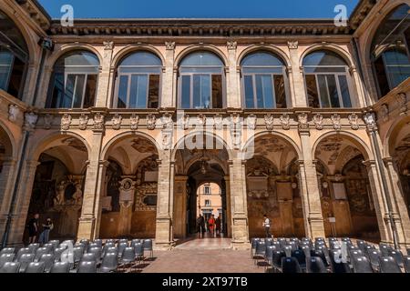 Das alte Archiginnasio von Bologna, Italien Stockfoto