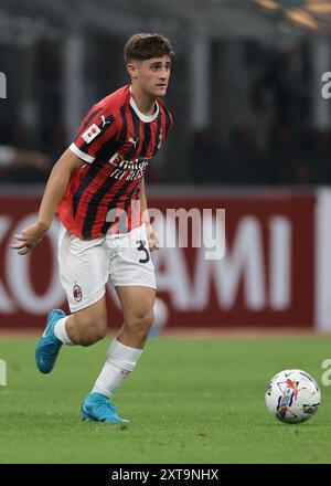 Mailand, Italien. August 2024. Mattia Liberali vom AC Milan während des Spiels Trofeo Silvio Berlusconi in Giuseppe Meazza, Mailand. Der Bildnachweis sollte lauten: Jonathan Moscrop/Sportimage Credit: Sportimage Ltd/Alamy Live News Stockfoto