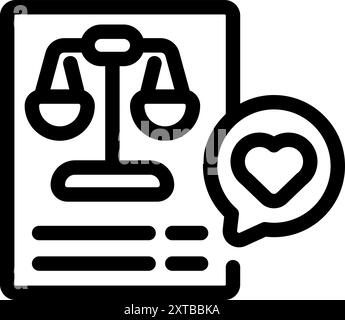 Skalen der Gerechtigkeit, die Liebe mit dem Herzen zeigen, Symbol für ethisches Recht Stock Vektor