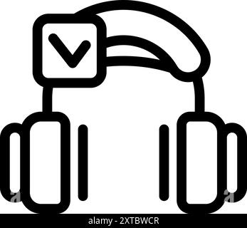 Kopfhörer mit dem Symbol „Verbunden“, das für kabellose Audiotechnologie und Konnektivität steht Stock Vektor