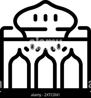 Einfache Strichsymboldarstellung eines Moschee-Gebäudes, perfekt für Projekte im Zusammenhang mit islam, Architektur oder Reisen Stock Vektor