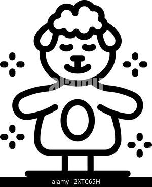 Niedliches Cartoon-Schaf mit T-Shirt steht und lächelt Stock Vektor