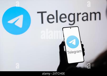 Paraguay. August 2024. In dieser Abbildung wird das Telegram-Logo auf einem Smartphone-Bildschirm angezeigt. Quelle: SOPA Images Limited/Alamy Live News Stockfoto