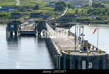 Colonsay Ferry Terminal und Pier in Scalasaig, betrieben von CalMac Ferries Stockfoto