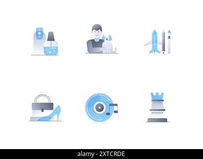 Menschliche Haushaltsgegenstände – Symbole im flachen Design Stock Vektor