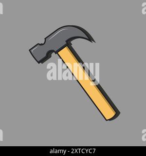 Klauenhammer isoliertes Aufkleberdesign mit einfarbigem Hintergrund Stock Vektor