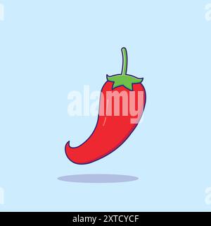 Chili Pfeffer Gewürz Hand gezeichnete Jalapeno Zeichnung Illustration mit einfarbigem Hintergrund Stock Vektor