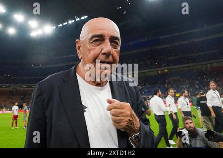 Mailand, Italie. August 2024. Adriano Galliani (AC Monza) während des Trofeo Silvio Berlusconi 2024 Fußballspiels zwischen AC Mailand und AC Monza am 13. August 2024 im San Siro Stadion in Mailand, Italien - Foto Morgese-Rossini/DPPI Credit: DPPI Media/Alamy Live News Stockfoto