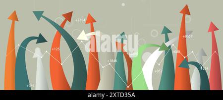 Hintergrund für Finanztechnologie und Geschäftsanalyse. Illustration der virtuellen Big Data-Wissenschaft. Vektorgrafik. Stock Vektor