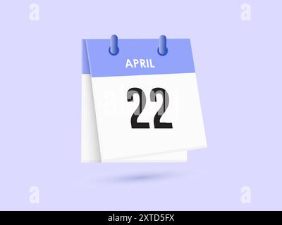 April: Kalender- und Zeitplaner. Erinnerung an das Symbol „Tageskalender“. Vektorabbildung. Stock Vektor