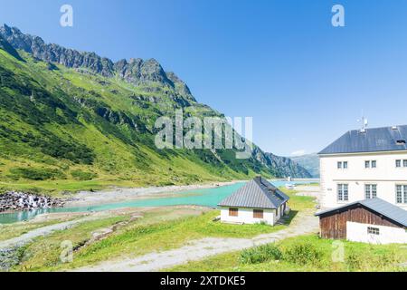 Silvretta Alpen: Stausee Vermuntsee in Montafon, Vorarlberg, Österreich Stockfoto