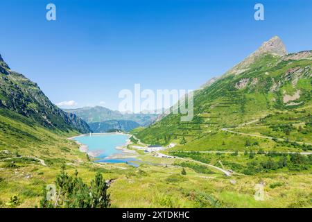 Silvretta Alpen: Stausee Vermuntsee in Montafon, Vorarlberg, Österreich Stockfoto