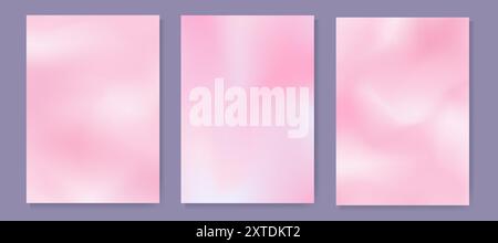 Weicher rosa verschwommener niedlicher Verlaufshintergrund für Cover, Poster, Tapeten, Webdesign. Minimal flüssig glatt strukturierter Verlauf moderner Flyer Hintergrund ve Stock Vektor