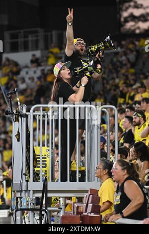 13. August 2024: Die Fans der Columbus Crew bejubeln ihr Team gegen Inter Miami CF im Liagues Cup in Columbus, Ohio. Brent Clark/Cal Sport Media Stockfoto