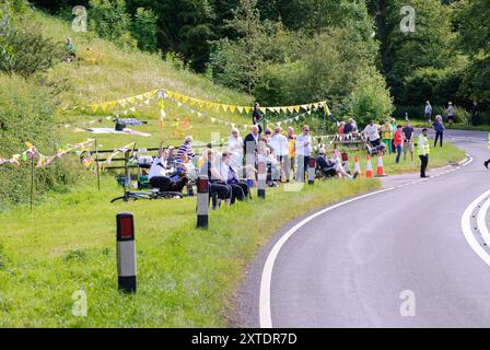 Tor de France, Le Grand Abfahrt - Radrennen Richtung Süden von Ripon nach Harrogate in North Yorkshire Stockfoto