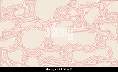 Abstraktes Pfirsichfuzz-Blob-Konturlinienmuster. Bunte Vektor-Illustration für Desktop-Hintergrundbild, Banner, Poster, Website, Hintergrund Stock Vektor