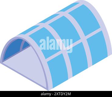 Moderner transparenter Tunnelkorridor, der Gebäude mit isometrischem Symbol für Webdesign verbindet, isoliert auf weißem Hintergrund Stock Vektor
