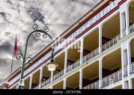 Das ehemalige Sanatorium Schatzalp ist heute ein Hotel. Thomas-Mann-Weg, Davos, Graubünden, Schweiz Stockfoto