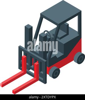 Roter Gabelstapler auf weißem Hintergrund, Logistik-, Liefer- und Versandkonzept Stock Vektor