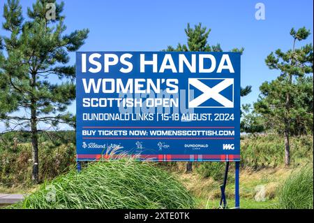 ISPS Handa Women's Scottish Open Schild am Eingang zum Golfplatz Dundonald Links, South Ayrshire, Schottland, Großbritannien, Europa Stockfoto