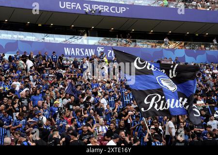 Warschau, Polen. August 2024. Atalanta Fans beim UEFA-Supercup-Spiel 2024 zwischen Real Madrid und Atalanta - UEFA-Supercup 2024 im Nationalstadion - Sport, Fußball - Warschau, Polen - Mittwoch, 14. August 2024 (Foto: Massimo Paolone/LaPresse) Credit: LaPresse/Alamy Live News Stockfoto