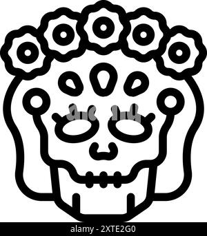 Die Vektorgrafik einer dekorierten Calavera, die den Tag der Toten darstellt Stock Vektor