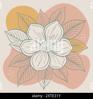 Blumenhintergrund. Hand gezeichnete Blume isoliert auf abstraktem Hintergrund. Vektorabbildung Stock Vektor