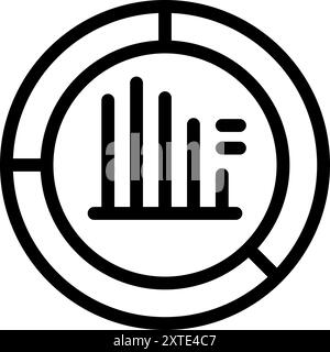 Dieses einfache Vektorsymbol zeigt ein rundes Diagramm mit abnehmendem Balkendiagramm Stock Vektor