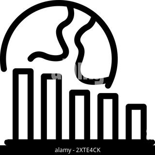 Einfacher Vektor, der ein abnehmendes Balkendiagramm mit einem Erdsymbol darstellt und das Konzept der globalen Rezession darstellt Stock Vektor