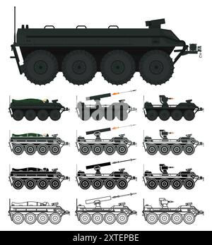 UGV-UGV-Multifunktionsvektor-Illustration für unbemannte Bodenfahrzeuge Stock Vektor