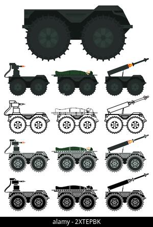 Illustration des UGV-Missionsvektors des unbemannten Bodenfahrzeugs Stock Vektor
