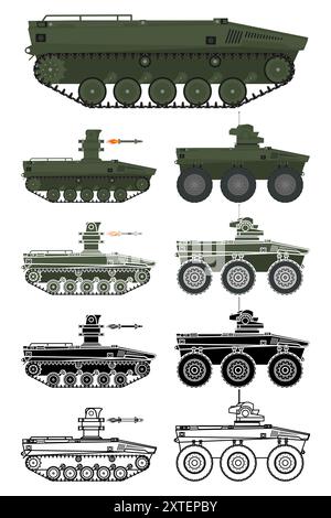 UGV-Illustration des taktischen Vektors des unbemannten Bodenfahrzeugs Stock Vektor