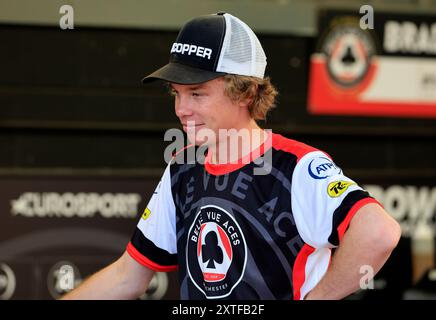 Tate Zischke während des Rowe Motor Oil Premiership Matches zwischen Belle Vue Aces und King's Lynn Stars im National Speedway Stadium, Manchester am Montag, den 12. August 2024. (Foto: Eddie Garvey | MI News) Credit: MI News & Sport /Alamy Live News Stockfoto