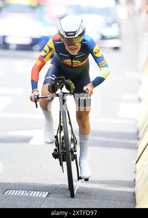 Gaia Realini von Lidl-Trek im Einzelzeitfahren der Tour de France Femmes 2024 Stockfoto