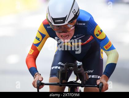 Gaia Realini von Lidl-Trek im Einzelzeitfahren der Tour de France Femmes 2024 Stockfoto