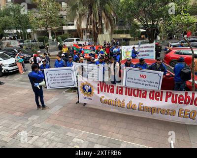 ELEKTROARBEITER MÄRZ Quito, Mittwoch, 14. August 2024 Elektroarbeiter sitzen im Energieministerium, gegen die Privatisierung des Sektors Fotos API API Quito Pichincha Ecuador POL ELEKTROARBEITER MÄRZ 4cbfd737cdc67febc898b68fcf30ab38 Copyright: XAPIx Stockfoto