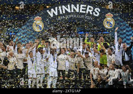 Varsavia, Polonien. August 2024. Durante la finale della Super Cup UEFA 2024 A Varsavia del 14/08/2024 allo stadio nazionale Nardowy tra le Squadre dell'Real Madrid vs Atalanta. Foto: (Foto: © Fabio Sasso/ZUMA Press Wire) NUR REDAKTIONELLE VERWENDUNG! Nicht für kommerzielle ZWECKE! Stockfoto