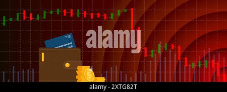 Technische Analyse des Bardiagramms für den Aktienhandel im Herbst. Kerzendiagramm für Geschäftsausfälle – Abwärtstrend. Konjunkturabschwung und Investitionsverlustdiagramm. Absturz des Finanzindex des Traders. Eps Stock Vektor