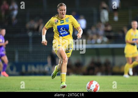 Wien, Österreich. August 2024. Wien, Österreich, 14. August 2024: Sarah Gutmann (77 erster Wiener FC) in Aktion während des Admiral Frauen Bundesliga Matches Wien gegen Österreich Wien Tom Seiss/SPP (Tom Seiss/SPP) Credit: SPP Sport Press Photo. /Alamy Live News Stockfoto