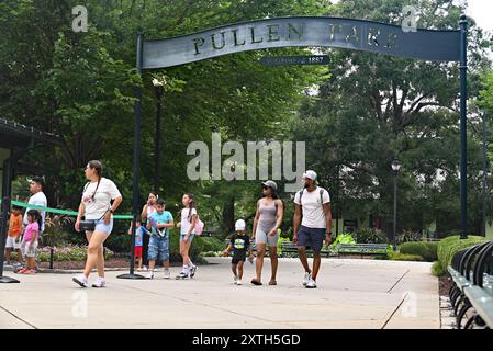 Eintritt zum Pullen Park in Raleigh, NC. Der 1887 eröffnete Vergnügungspark ist der fünftälteste in Betrieb befindliche Vergnügungspark der USA. Stockfoto