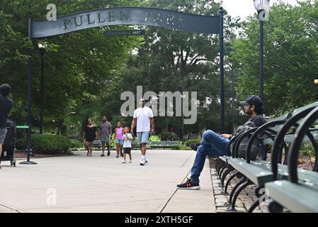 Eintritt zum Pullen Park in Raleigh, NC. Der 1887 eröffnete Vergnügungspark ist der fünftälteste in Betrieb befindliche Vergnügungspark der USA. Stockfoto