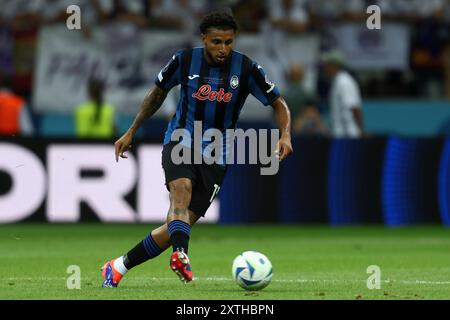 Warschau, Pologne. August 2024. Ederson von Atalanta während des UEFA Super Cup 2024 Fußballspiels zwischen Real Madrid CF und Atalanta BC am 14. August 2024 im PGE Narodowy in Warschau, Polen - Foto Piotr Matusewicz/DPPI Credit: DPPI Media/Alamy Live News Stockfoto