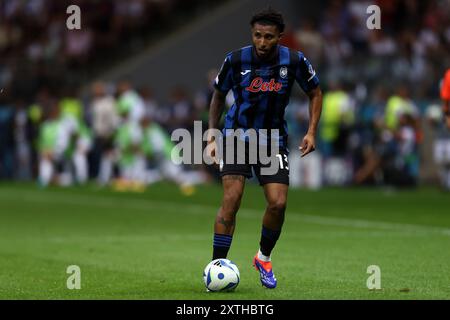 Warschau, Pologne. August 2024. Ederson von Atalanta während des UEFA Super Cup 2024 Fußballspiels zwischen Real Madrid CF und Atalanta BC am 14. August 2024 im PGE Narodowy in Warschau, Polen - Foto Piotr Matusewicz/DPPI Credit: DPPI Media/Alamy Live News Stockfoto